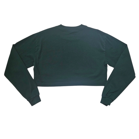 TNA Green Ryer Cotton Cropped Long Sleeve Top Size M - Picture 2 of 7